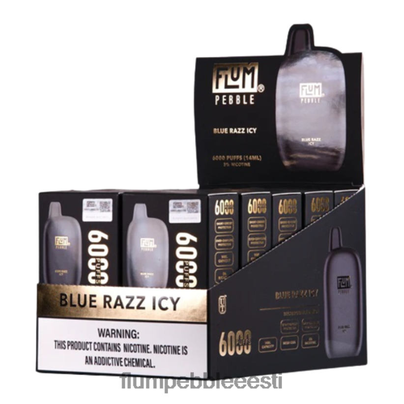 FLUM PEBBLES 6000 pahvi 10 pakki sinine razz jäine - Flum Pebble Flavors H02TXF15