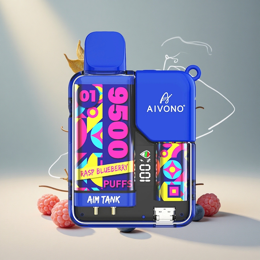 Aivono Aim-Tank 9500 Puffs Ühekordne Auruti Rasp Mustikas Sinine 18ml