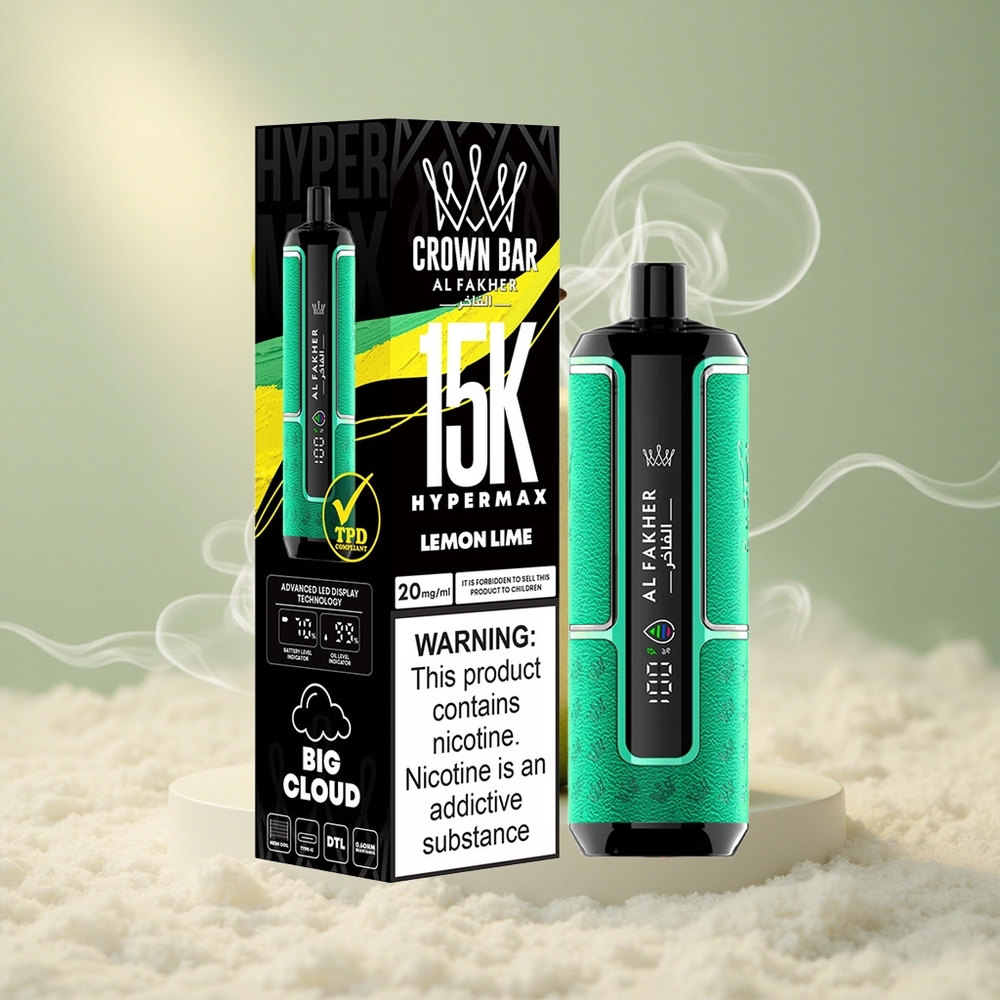 Al Fakher Crown Bar 15K Puffs Hypermax Heitmiseks Vape Kit Sidruni-Laimi