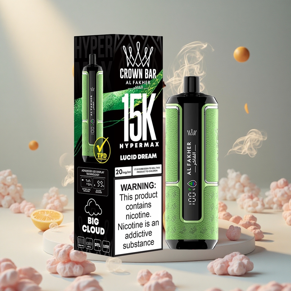Al Fakher Crown Bar 15K Puffs Paisutusmahutavus Hypermax Unistuste Heli