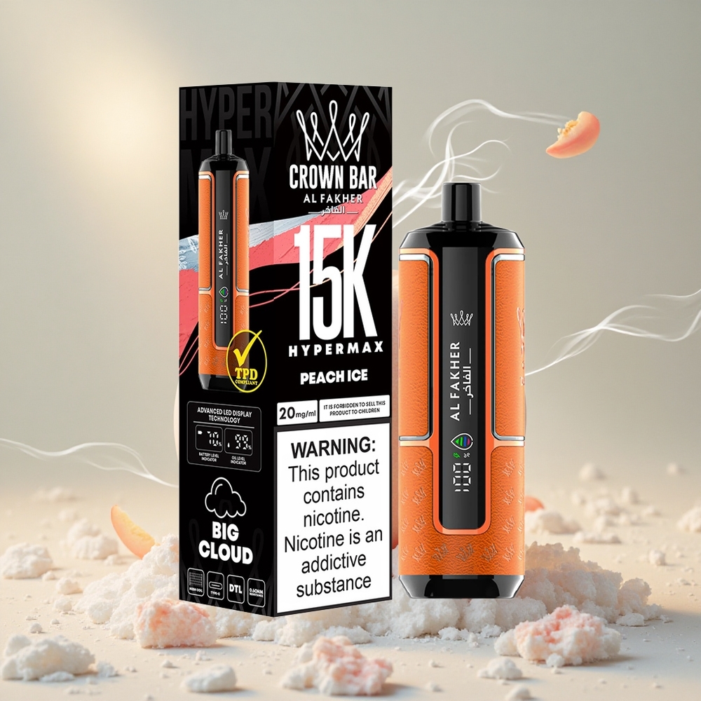 Al Fakher Crown Bar 15K Puffs Portatiivne Peach Jää