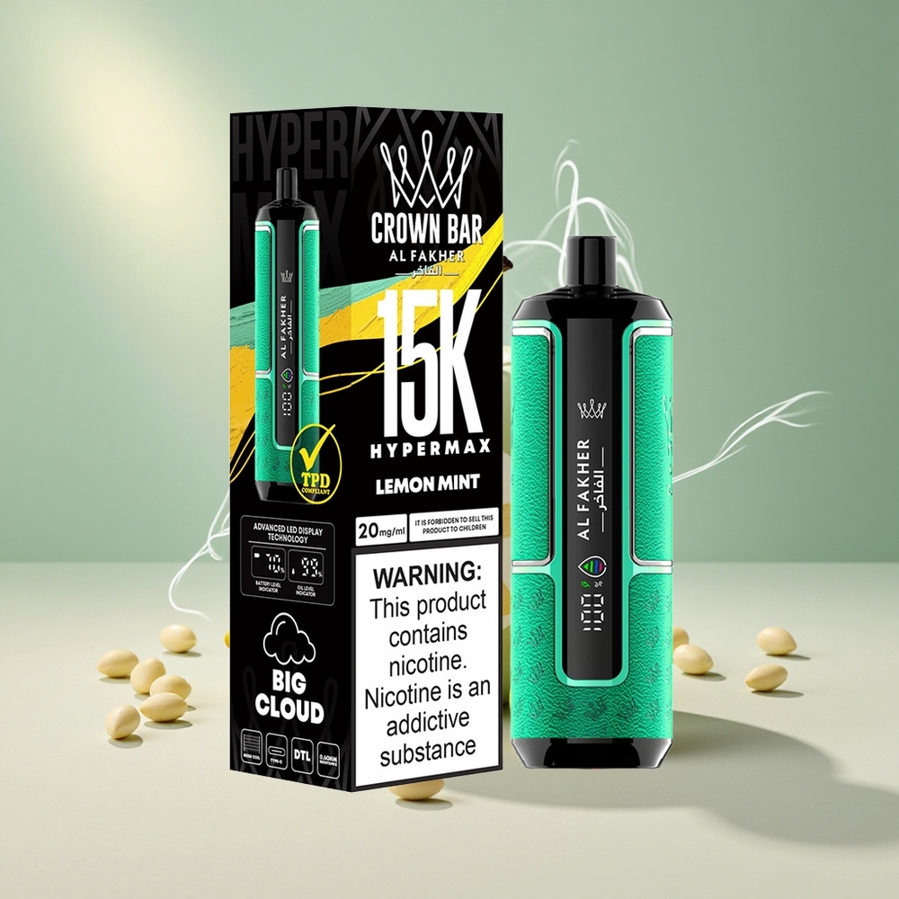 Al Fakher Crown Bar 15K Puffs Puhang Ühekordne Vape Kit Sidruni-Mündi