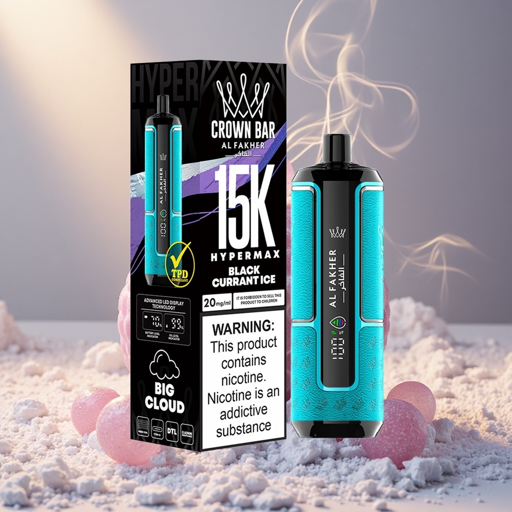 Al Fakher Crown Bar 15K Puffs Ühekordne Vape Mustikas-Jää