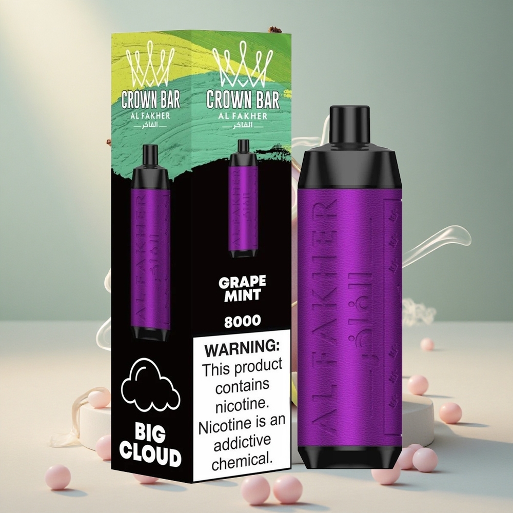 Al Fakher Crown Bar 8000 Puffs Grape Mint 18ml Mahutavus