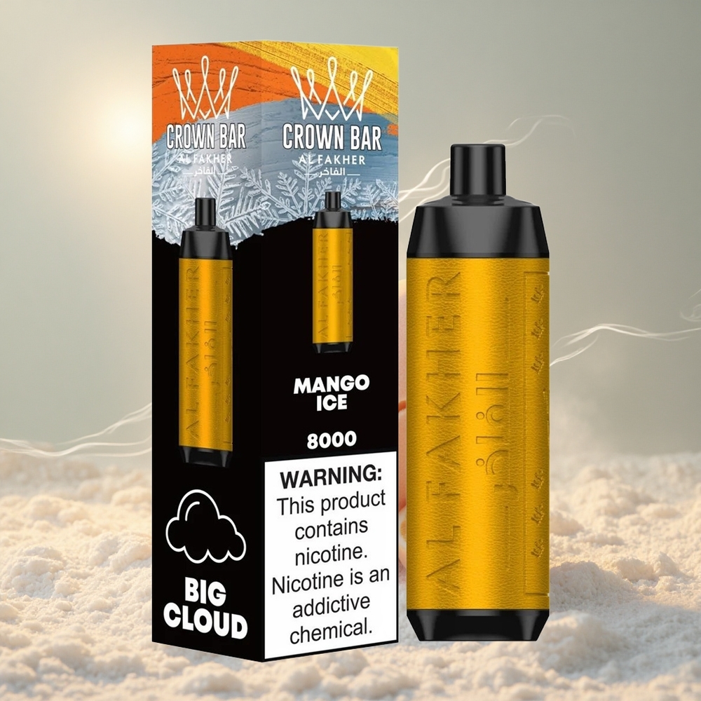 Al Fakher Crown Bar 8000 Puffs Mango-Jää 18ml Mahutavus