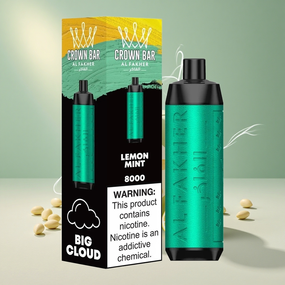 Al Fakher Crown Bar 8000 Puffs piste Citroni-Mündiga 18ml Mahutavusega