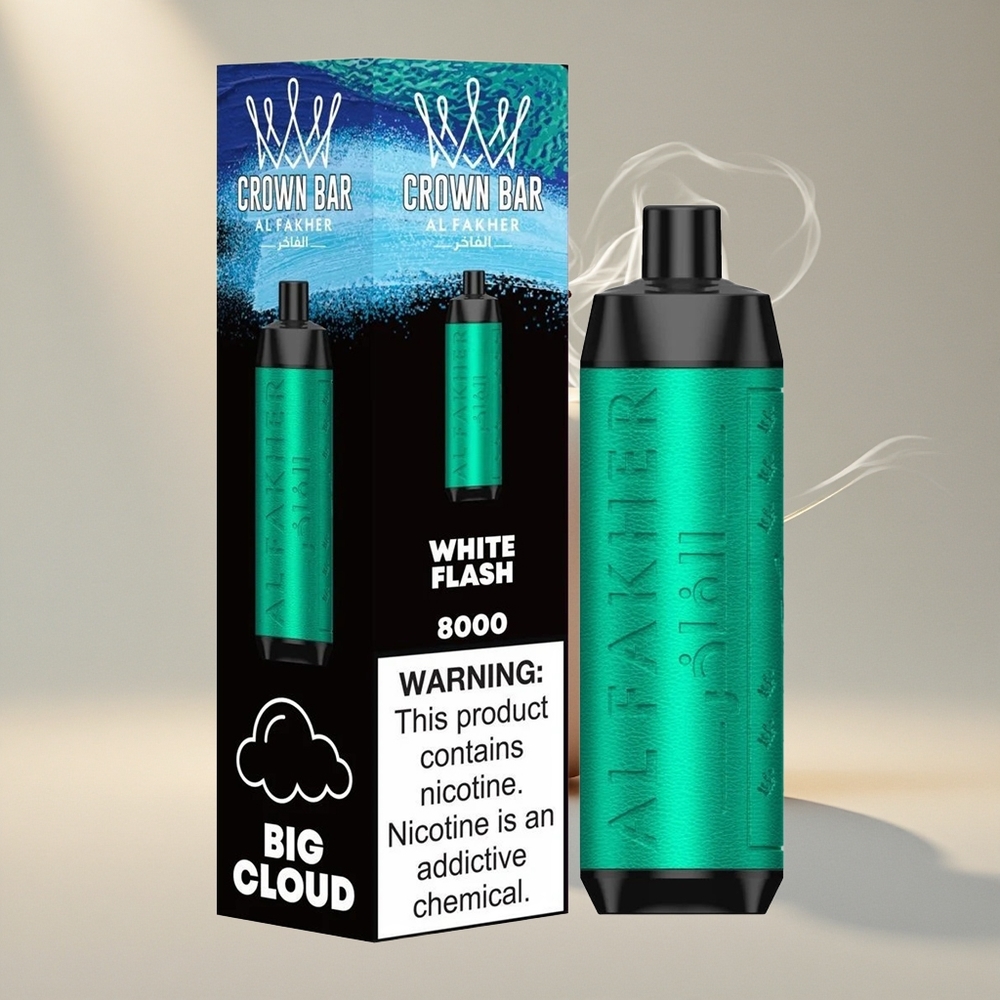 Al Fakher Crown Bar 8000 Valge Välk Kuni 8000 Puffs Kompaktne
