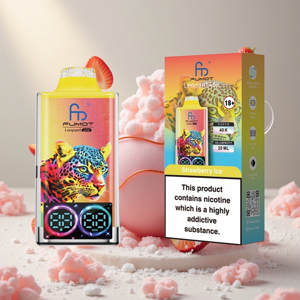 Fumot Leopard 40K Puffs 0%,2%,3%,5% Nikotiini Maasika-Jää Ühekordne Vape