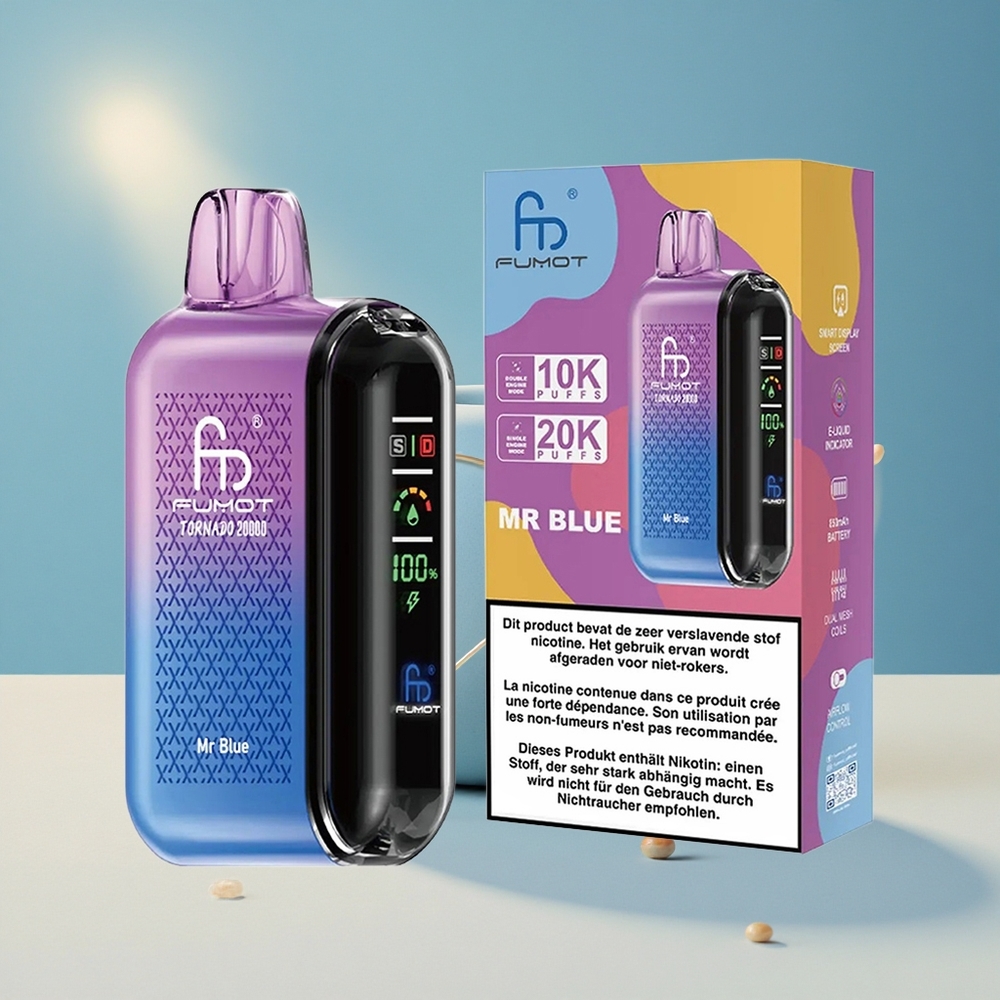 Fumot Tornado 20000 Puffs 20ml Vedelikuga Ühekordne Vape Hr Sinine