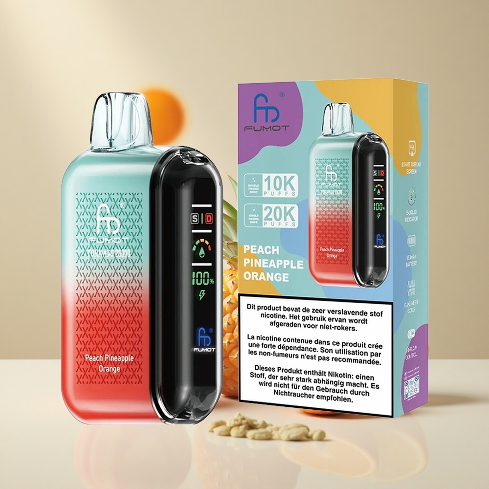 Fumot Tornado 20000 Puffs 850mAh Laetav Akuga Virsik Ananass Apelsin