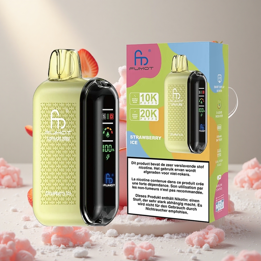 Fumot Tornado 20000 Puffs E-maitsed Maasikajää 20ml Mahutavus