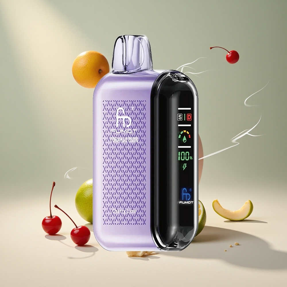 Fumot Tornado 20000 Puffs Kahekordse Võrguga Ühekordne Vape Kirsi-Laimi