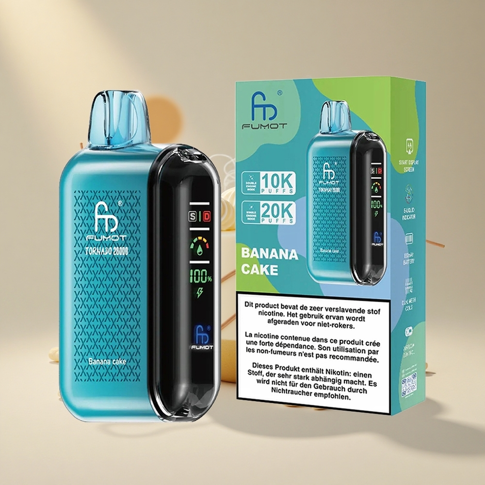Fumot Tornado 20000 Puffs Lahtine Vape Banaanikook 850mAh