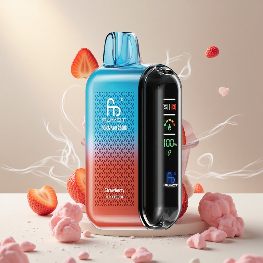 Fumot Tornado 20000 Puffs Maasikajäätise Ühekordne Vape 20ml