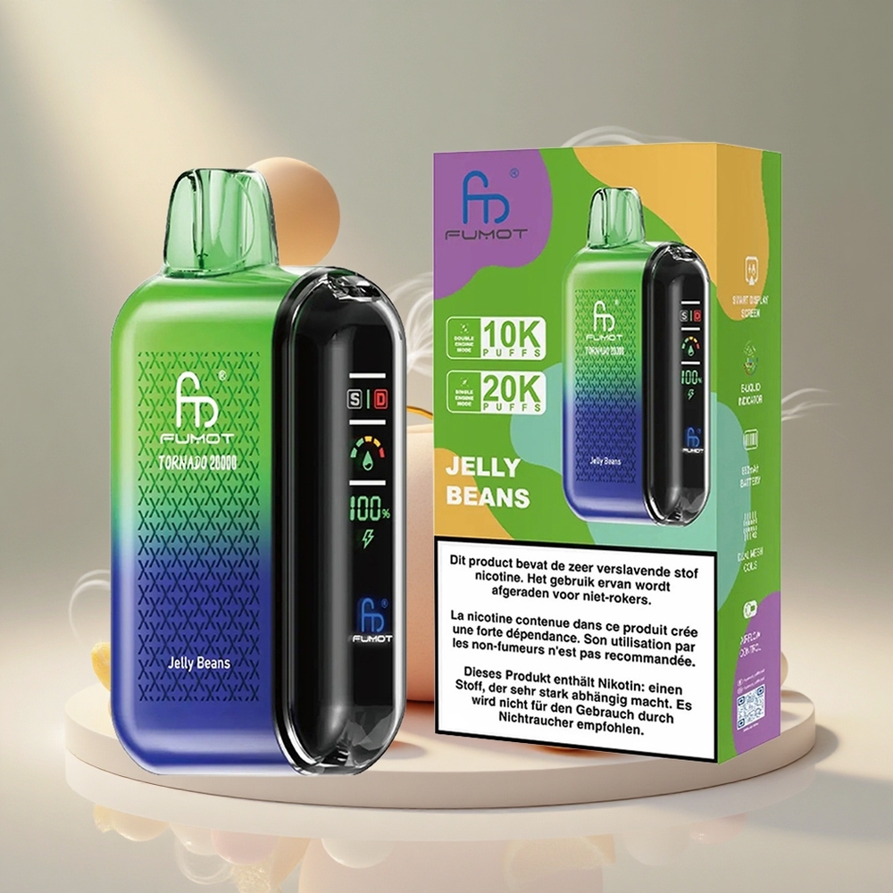 Fumot Tornado 20000 Puffs Taastlaaditav Akuga Ühekordne Vape Jelly Beans
