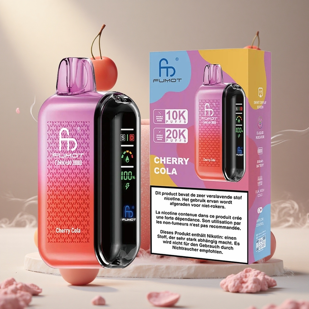 Fumot Tornado 20000 Puffs Ühekordne Aurusti Kirsi-Koola 20ml