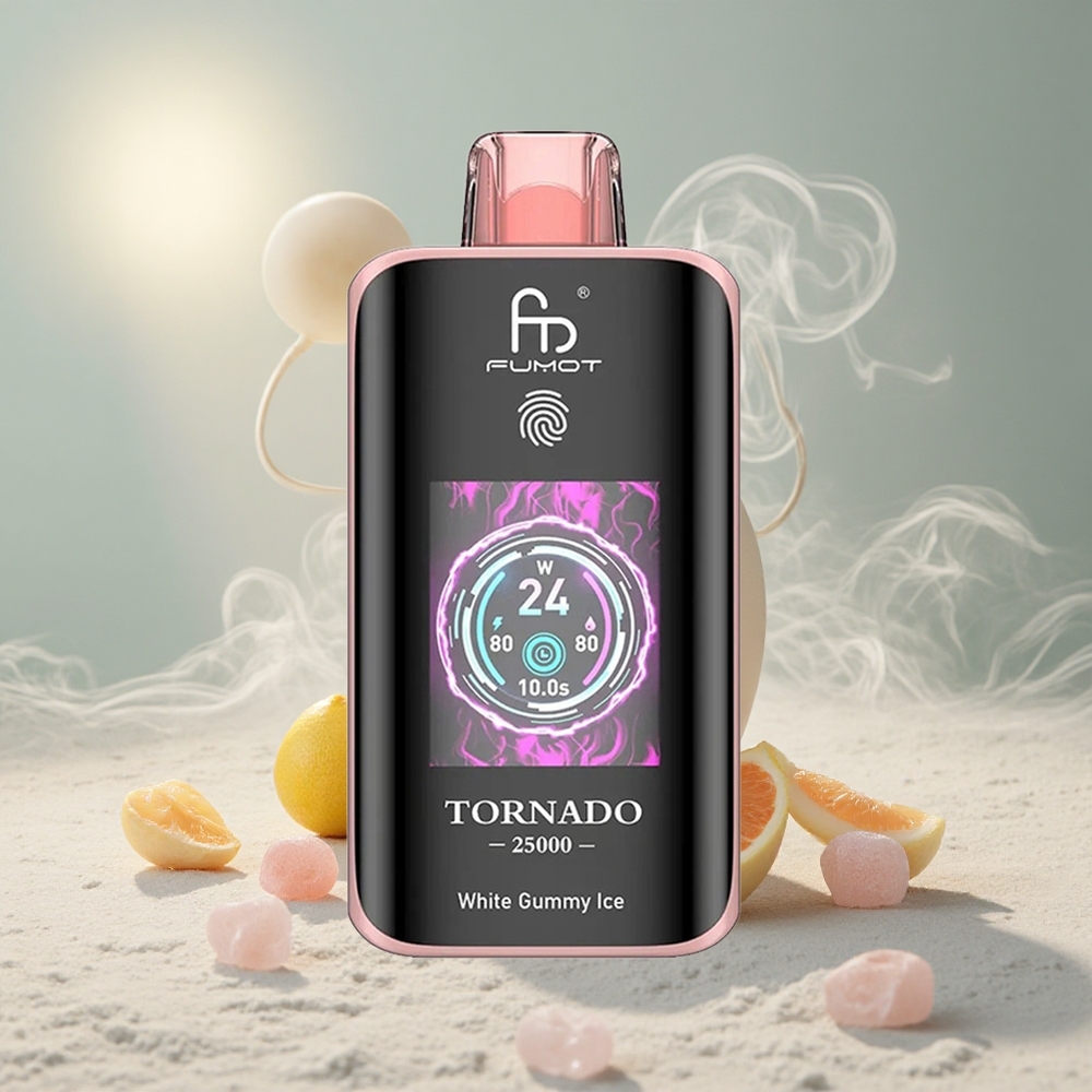 Fumot Tornado 25000 Puffs 700mAh Akuga Valge Gommi Jää