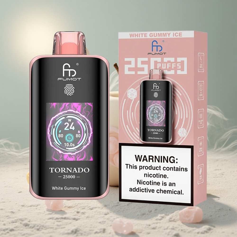 Fumot Tornado 25000 Puffs 700mAh Akuga Valge Gommi Jää