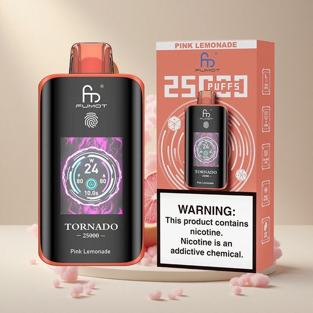 Fumot Tornado 25000 Puffs Laaditav Akuga Roosa Sidrunimahl