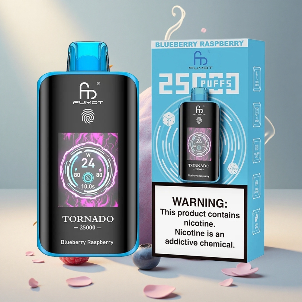 Fumot Tornado 25000 Puffs Laetav Mustikas Vaarikas