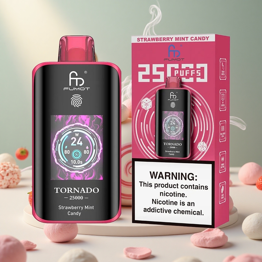 Fumot Tornado 25000 Puffs Maasika-Mündi Maitseline 700mAh Akuga