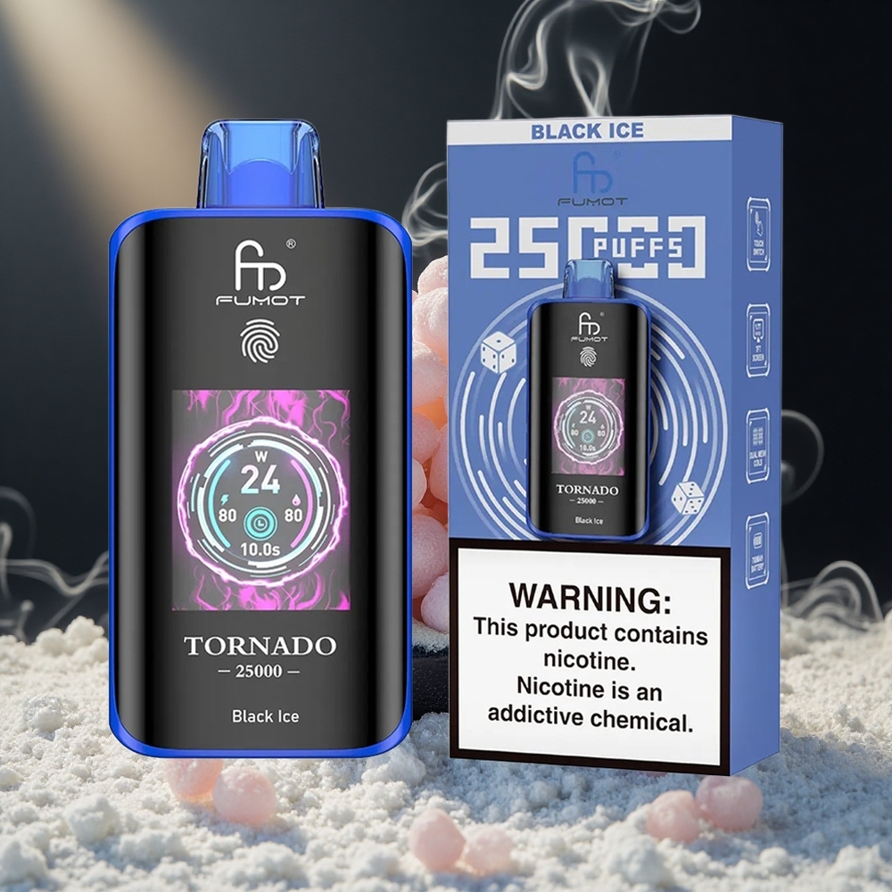 Fumot Tornado 25000 Puffs Tüüp-C Laadimisega Must Jää
